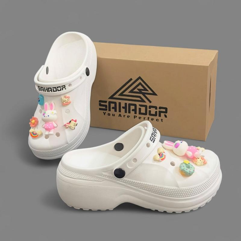 Dép Sục Nữ Sahador Chính Hãng-Dép Sandal Nữ Đế Cao Thời Trang, Charm Thỏ Hồng To Siêu Cute CRS05