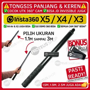 ◉ INVISIBLE STICK Insta360 X5 X4 Air X3 One X2 AKASO DJI OSMO 360 CAM GOPRO ACTION ACE PRO BRICA TRIPOD KAKI SELFIE LONG TONGSIS MONOPOD STIK PANJANG 1.1 1.5 2 2.5 3 METER