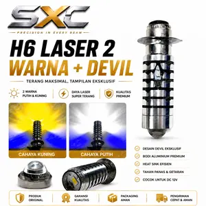 ORIGINA LAMPU MOTOR LED H6 LASER 2 WARNA LAMPU MOTOR UNIVERSAL AC DC LASER GUN Motorcycle