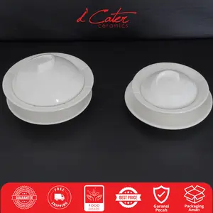 Tea Bowl Ceramic K253 dan K253A Cangkir Mangkok Teh Wadah Teh Keramik dengan Tatakan Lepek dan Tutup Tea Bowl Ceramic with Mat and Lid Microwaveable