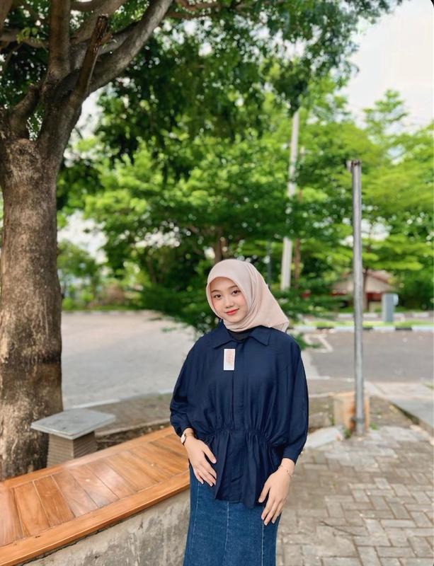KEMEJA LINEN WANITA LENGAN PANJANG CASUAL LD 120 / BAJU ATASAN KEMEJA KERUT DEPAN OVERSIZE KOREAN STYLE / ALYA SHIRT KEKINIAN (COD) 7