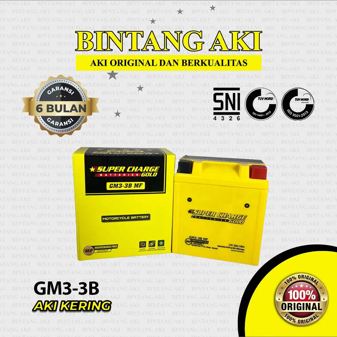 Aki RX King SUPERCHARGE GOLD GM3-3B 3AH Aki Motor Gel Aksesoris Motorcycle