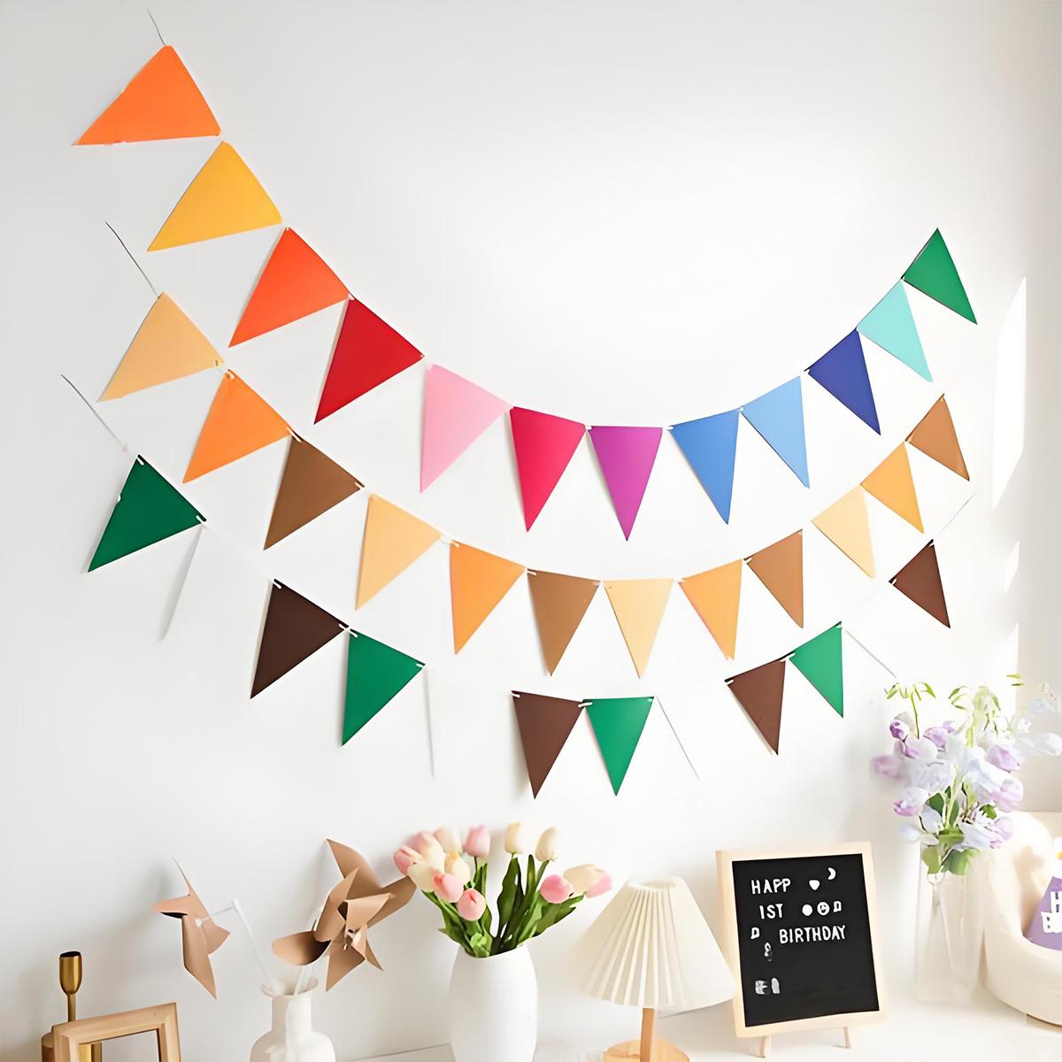 READY Bunting Flag Kain Aesthetic Bisa Banner Custom Flanel TRIANGLE FLAG Birthday Flag / Dekorasi Ultah / Hiasan Pompom / Garland Flag / Banner Flag