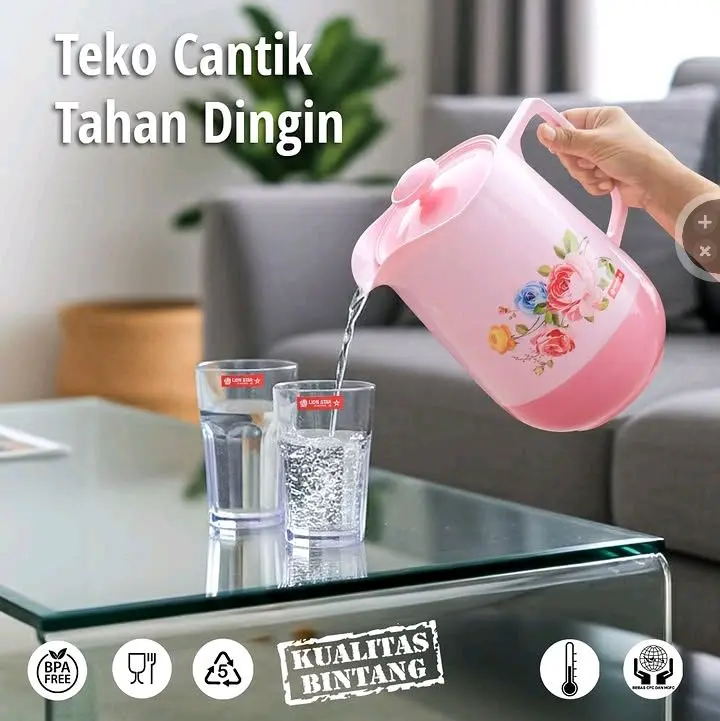 Teko Cantik Tahan Dingin BPA Free Kualitas Bintang untuk Minuman Segar. 1.7 Lt