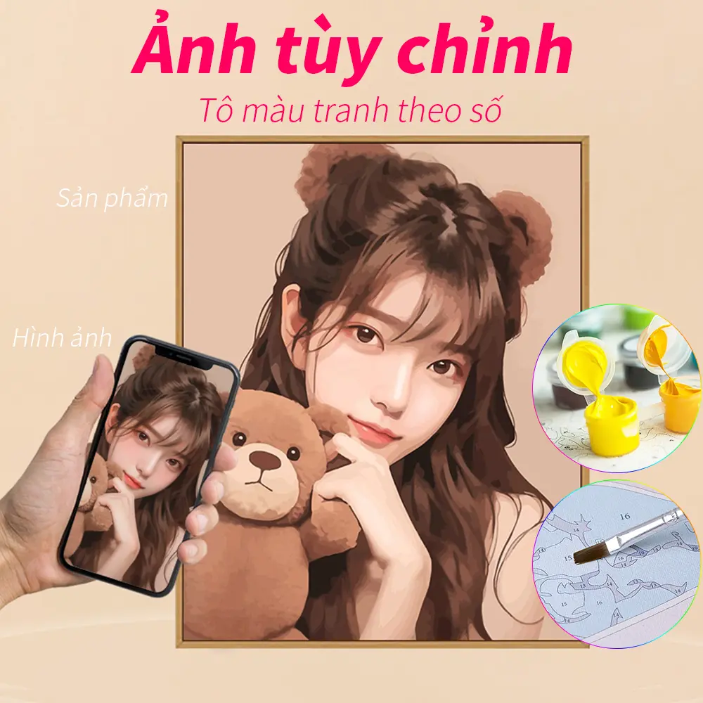 tranh số hoá theo yêu cầu,Diy Vẽ Tranh,In theo yêu cầu,Tranh sơn dầu theo số,được cá nhân hóa,có thể được sơn theo số,có thể được tùy chỉnh bằng ảnh,Làm Đồ Handmade,thích hợp cho gia đình,Tô Màu,vẽ kỹ thuật số theo hình ảnh của người mua tranh  số