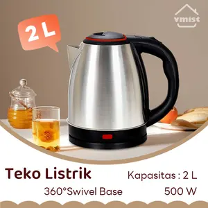 Teko Listrik Stainless Steel 2L Otomatis Kettle Electric Pemanas Air Mematikan Otomatis Cepat Aman