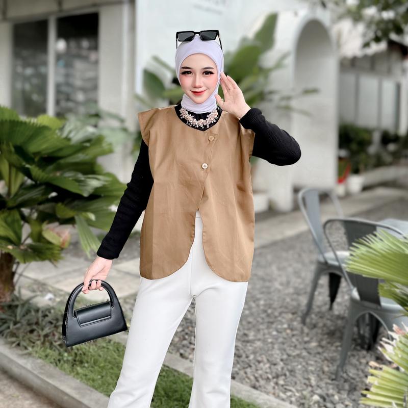 Product Introduction of Celia Vest Outer Rompi Wanita Vest Vintage Vest Korean Style Outer Wanita Atasan Wanita Tanpa Lengan 4