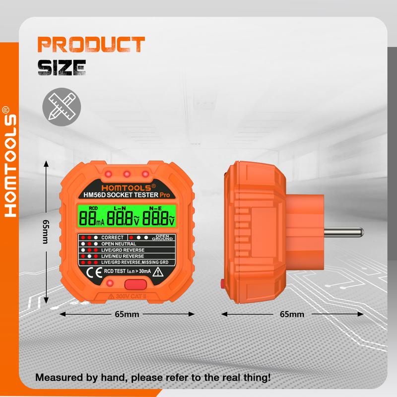 Product Introduction of Penguji Soket, HOMTOOLS, HM56E, Pencari Kebocoran Elektrik, dengan Paparan Voltan, Penguji Alur Keluar 48V-250V, Pengesan Voltan Kekutuban Litar Elektrik Automatik, Pencari Pemutus 22