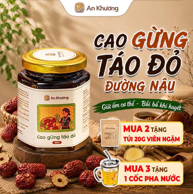 Cao Gừng Táo Đỏ Đường Nâu An Khương - Gừng Kỳ Sơn 180ml