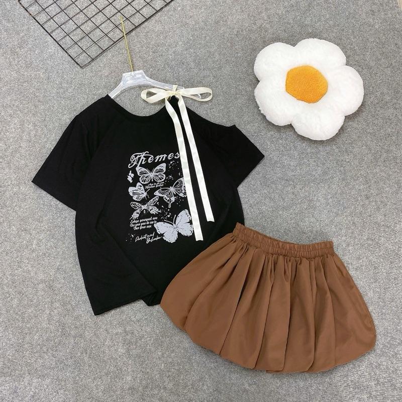 Sét trễ vai bigsize nữ 50-93kg áo trễ vai dáng rộng kèm váy bí xoè xinh cho bigsize áo váy Đậu bigsize A307 CV413 có bán lẻ