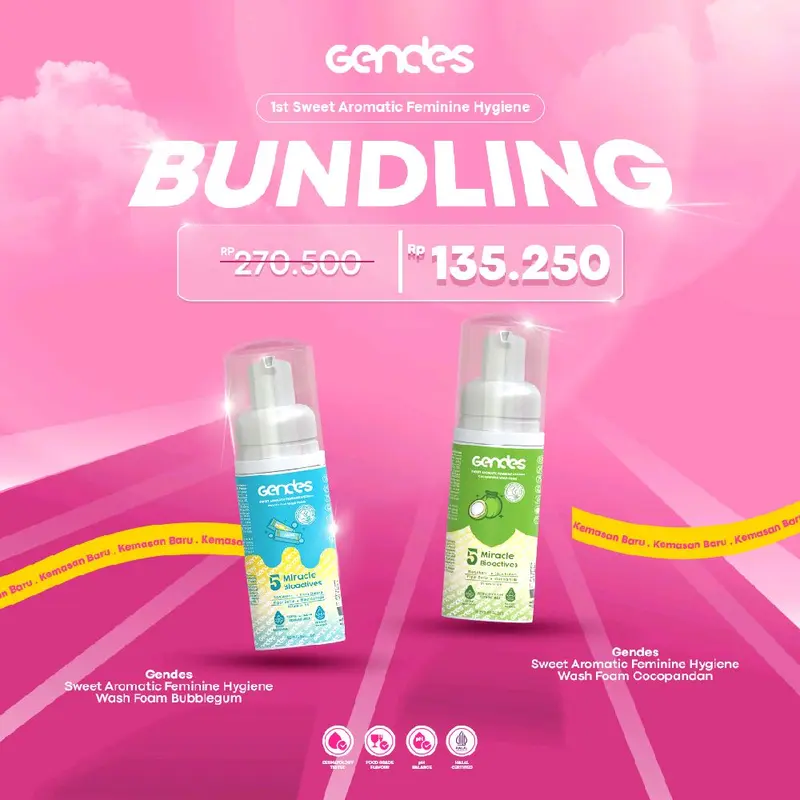 Gendes Bundling 2 Pcs Wash Foam Sweet Aromatic Dengan Variant Vanilla, Bubble Gum, Mango, Grape dan Cocopandan 55ml 2
