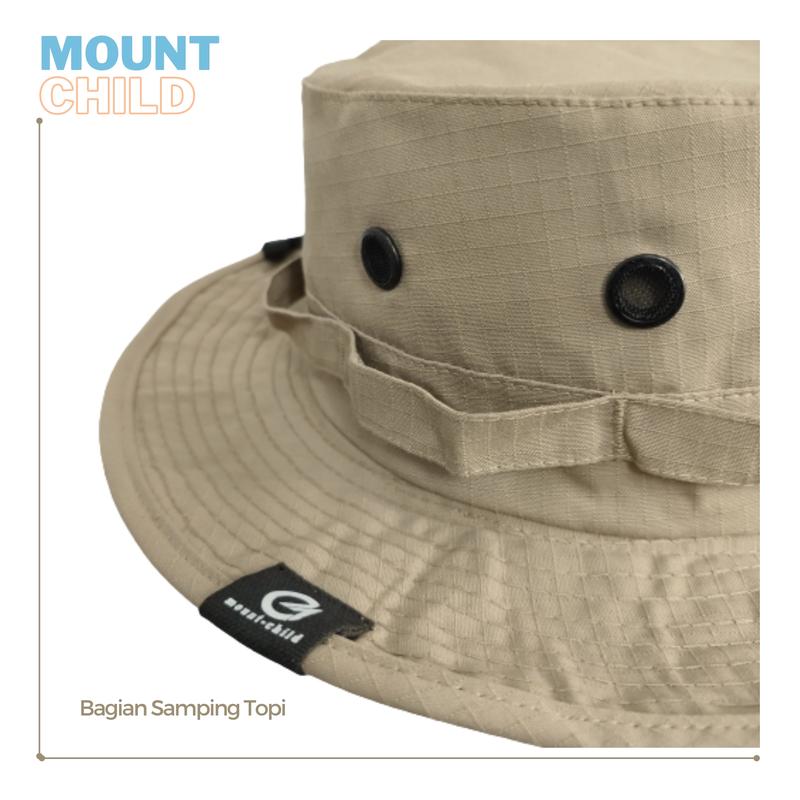 Topi Rimba Mancing Original Mounchild Apparel Logo Nganclom Kode 0012 Unisex Pria Wanita Outdoor Abu Abu 6