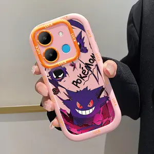 Casing Hp untuk Infinix Smart 7 Tecno POP 7 4G POP 7 Pro 4G Case Pola Monster Ungu kasing Lensa Kontras Penutup Penuh Silikon yang Disesuaikan Puff Casing