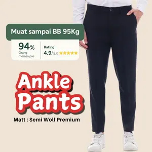 Gentle Pant House of Smith Celana Ankle Pants Pria Slimfit Hitam Lembut & Stretch Nyaman untuk Kantor & Kerja Keren Semi Formal Bahan Adem Anti Kusut