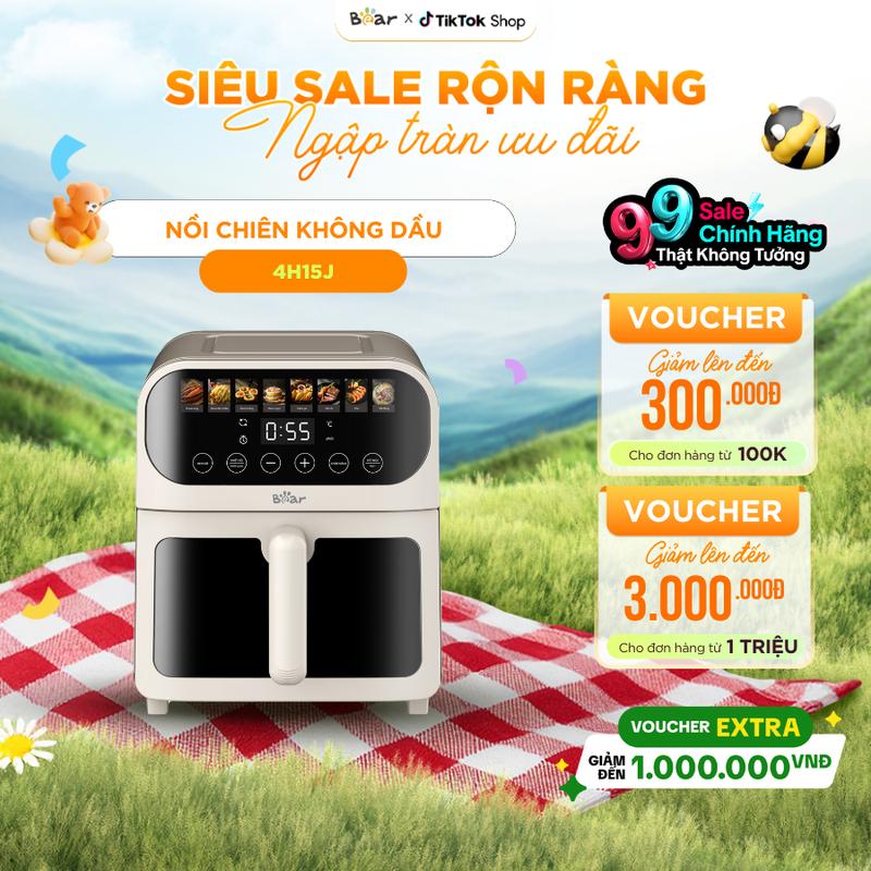 [Ưu Đãi Sốc] Nồi Chiên Không Dầu Bear 6L  Nồi Chiên Không Dầu Cảm Ứng Nồi Chiên Đa Năng 2 Chế Độ Chiên Nướng 4H15J