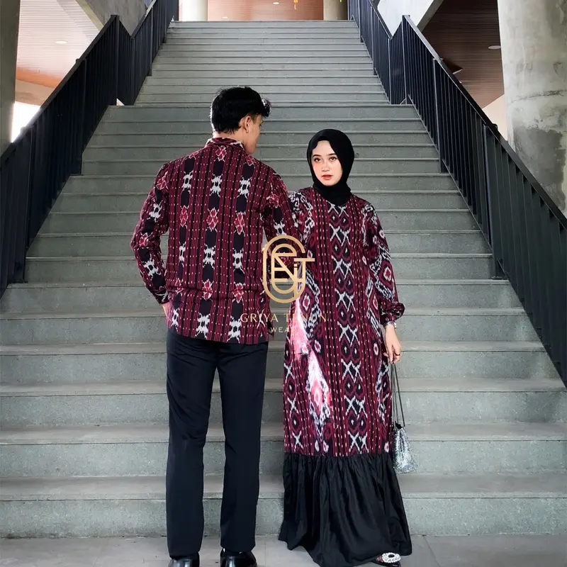 READY STOCK BAJU TENUN AZURA MARUN - BAJU TENUN LEBARAN - BAJU TENUN KONDANGAN 5