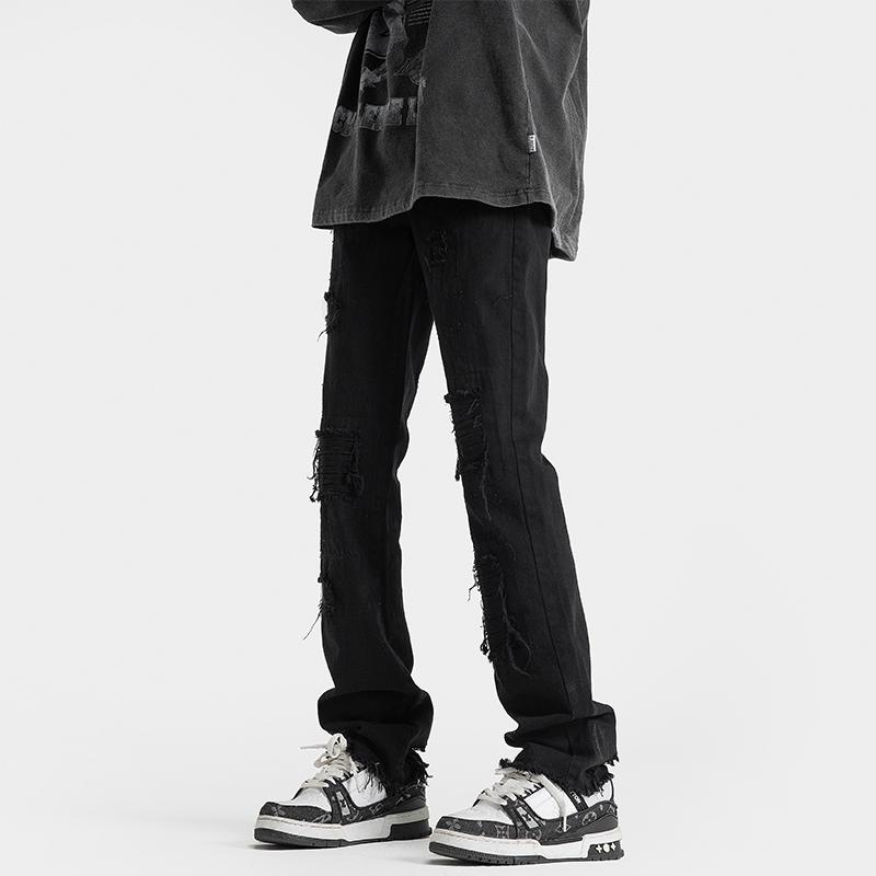 Product Introduction of Life cycle Quần Jean Rách Tua Rua Phong Cách Mỹ Dành Cho Cặp Đôi, Xu hướng, Quần Ống Loe Siêu Nhỏ, quần jeans nam，quần màu đen boy phố，rock revival chính hãng，boyfriendjeans，cao cấp，bonkers，shiny Menswear Pants 5