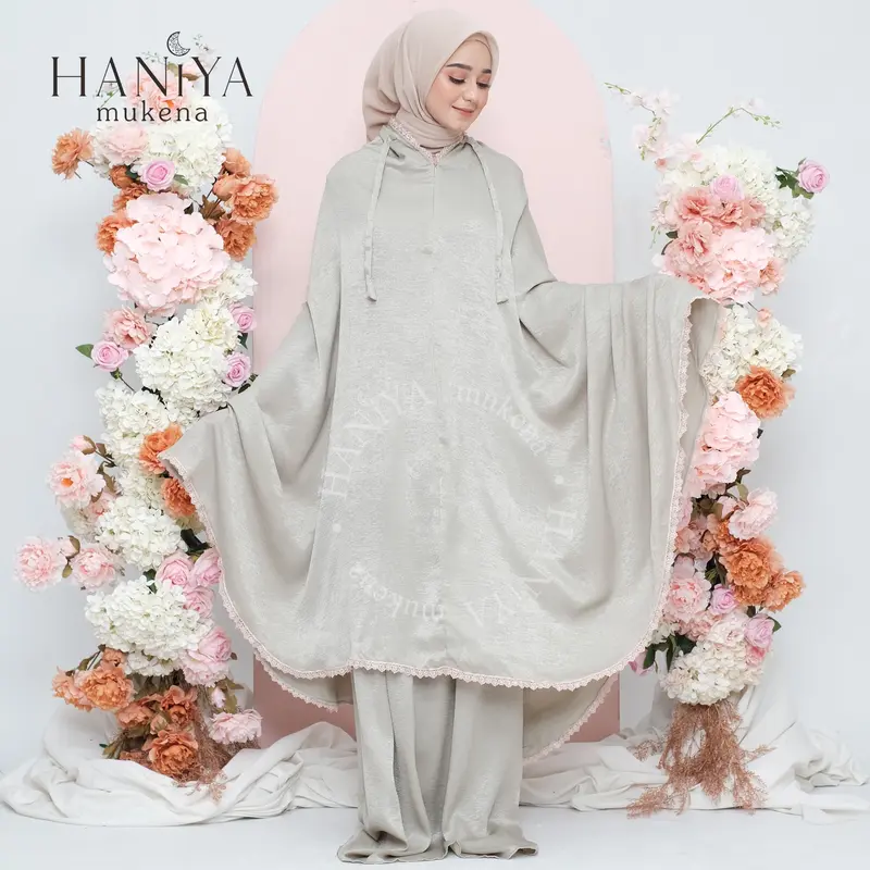 Haniya Mukena - Shafiy Series 2in1 Traveling Santorini Silk Adem Lembut Seserahan Jumbo Dewasa 6