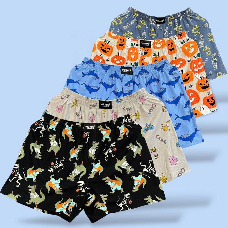 COMBO 3 - 5 Quần Đùi Ngủ Nam Nữ KHÔNG TÚI - VietDo Quần Mặc Nhà Mặc Ngủ Nam Nữ Chất Thun Mỏng Thoải Mái Mát Mẻ - Mẫu Họa Tiết Hoạt Hình Cute