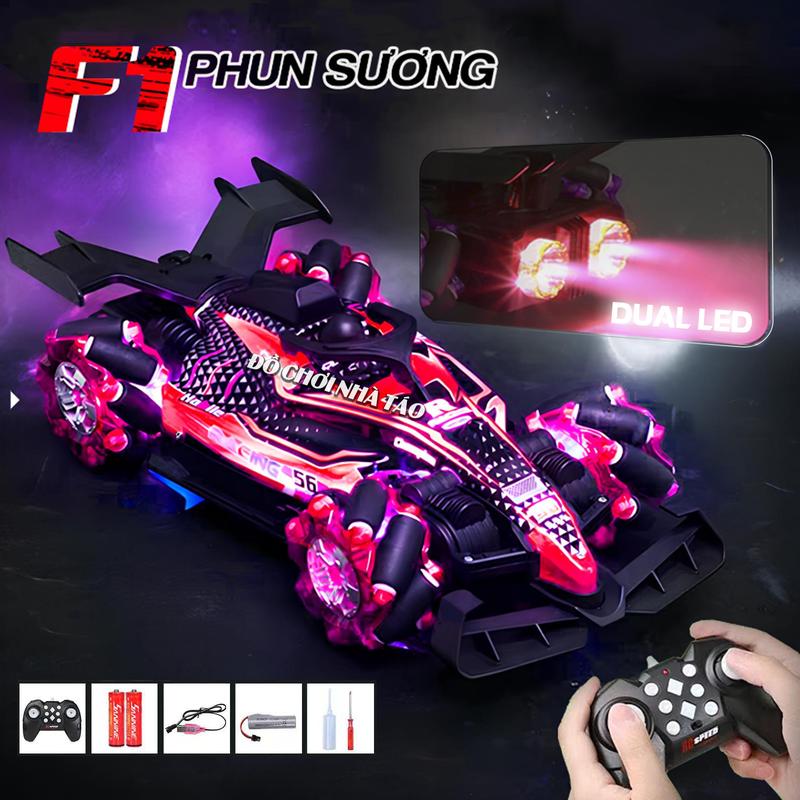 Siêu xe F1 xả khói phun sương pin sạc âm thanh đèn led điều khiển nhiều kênh. Đồ chơi xe ô tô điều khiển từ xa cho bé Toy