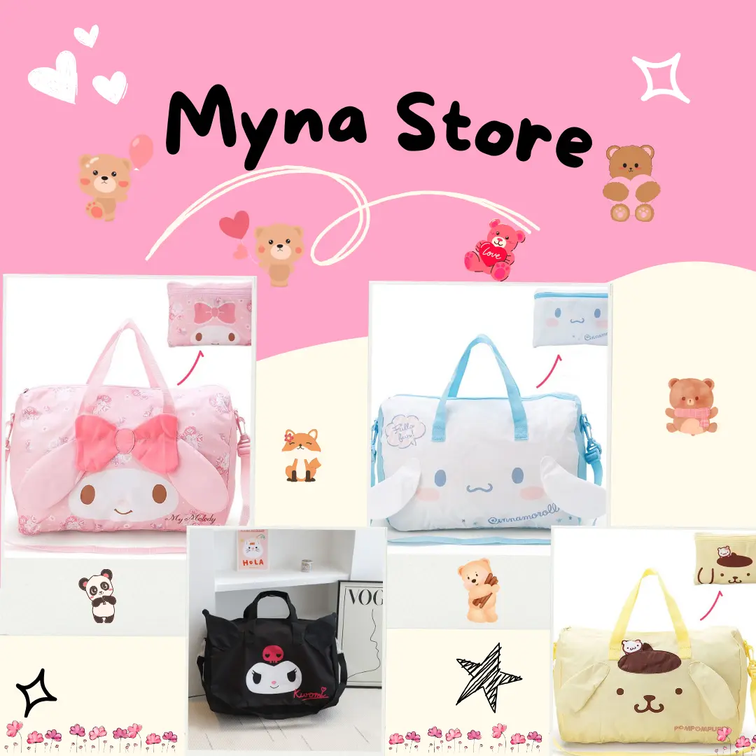 Mynastore Tas Travel Bag Premium Sanrio Melody Cinnamoroll Pompompurin - TPS006