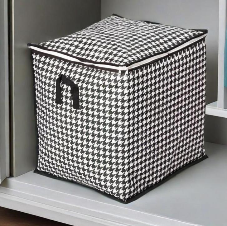 Túi Đựng Quần Áo Chăn Màn 100L Kẻ Caro Có Khóa Kéo Túi Vải Đựng Đồ Chống Thấm Nước Bụi Sắp Xếp Tủ Quần Áo A4153