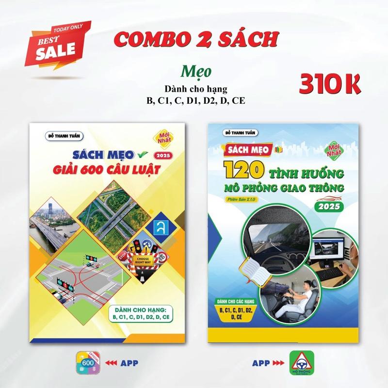 ( Sách mới áp dụng sau 1/9/2025 ) Combo 2 sách mẹo học lái xe ô tô B-C1-C- D1-D2-D-CE