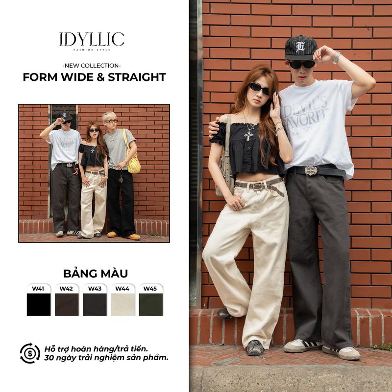 [IDYLLIC - MỚI RA MẮT] BST Quần jean kaki nam nữ unisex form Wide Straight phong cách trẻ trung năng động
