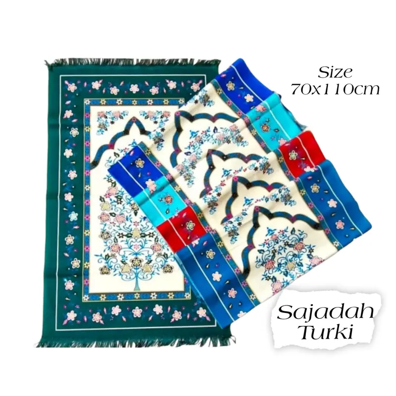 Sajadah Turki Bahan Suede Scuba Premium Motif Bunga Fhasion Muslim Ukuran Lengkap 3
