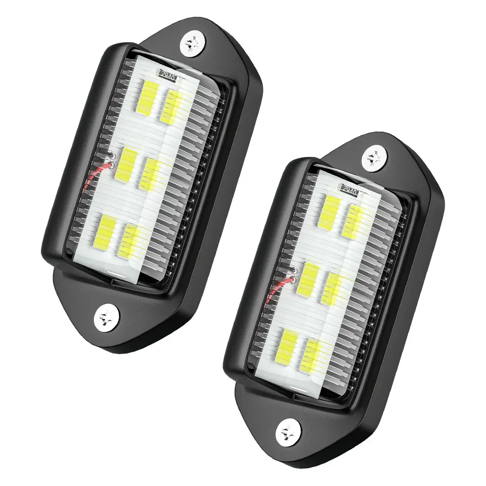 2pcs 12V 24V White LED License Plate Light 12V 24V DC Waterproof 6-SMD License Plate Lamp Taillight For Truck SUV Trailer Truck