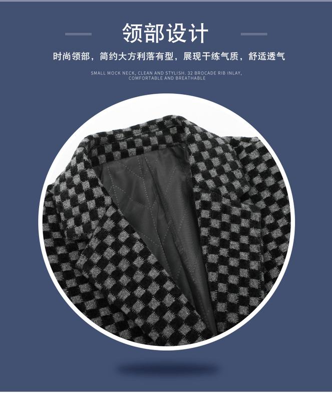 Áo Khoác Vest Nam, Thiết Kế Ca Rô, Phong Cách Thường Ngày Ngoại Cỡ, Thích Hợp Cho Mùa Xuân Và Mùa Thu, Bộ Đồ Công Sở, Độc Quyền Cho Bố Jacket Menswear Kem Dài Tay 3