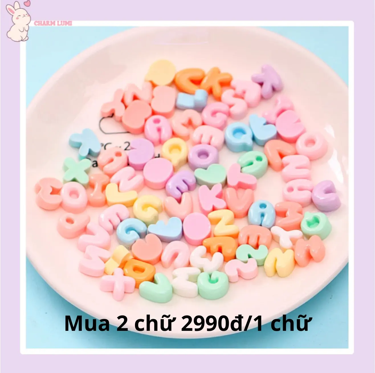 Charm Chữ Đục Mini Trang Trí Tiểu Cảnh,Handmade Ốp Lưng,Bình Nước,Nón Bảo Hiểm,KẹpTóc [1 cái ]-Charm Lumi
