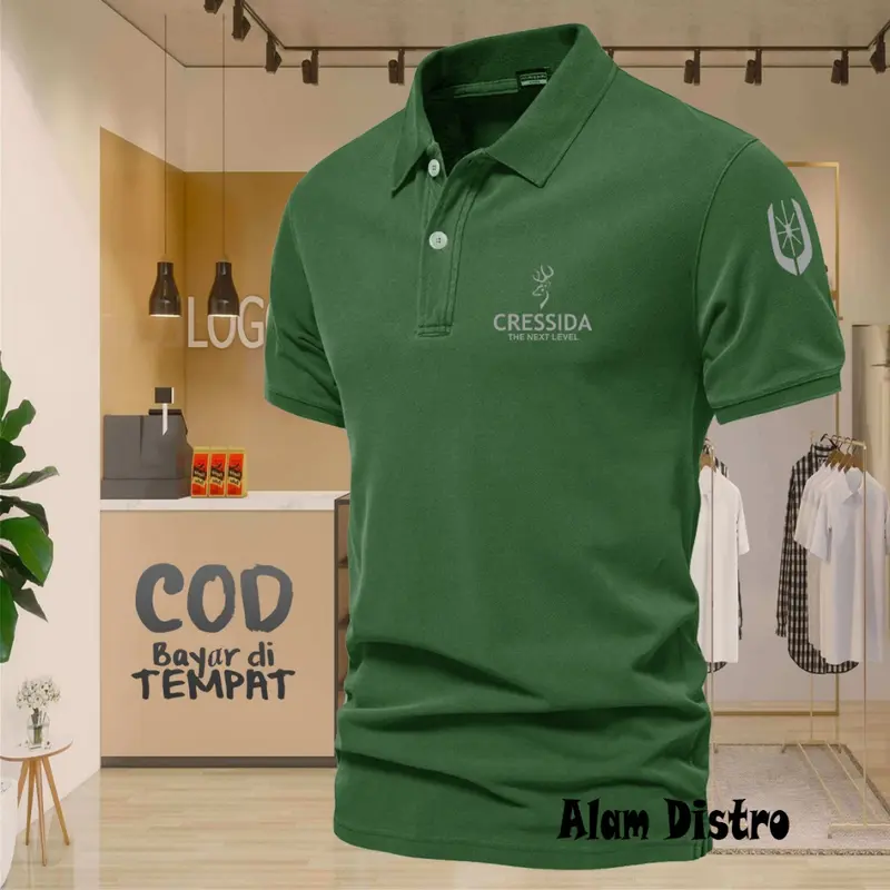 (COD) T-shrit POLO kerah Cressida Plus Lengan Text Silver Quality Kaos Kerah Dewasa Shirt / Kaos Wangki Pria Polo / Kaos Seragam 6