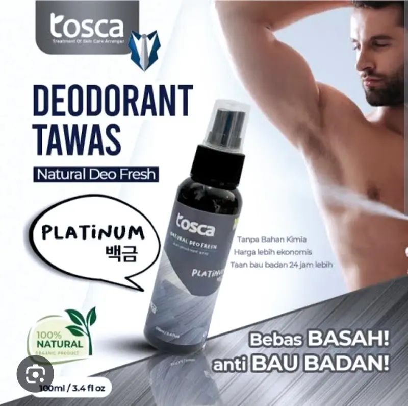 Natural Deodorant Tawas Tosca Spray 100ml - Wangi Candy Milk - Ampuh Mencegah Bau Ketiak dan Bau Badan 1