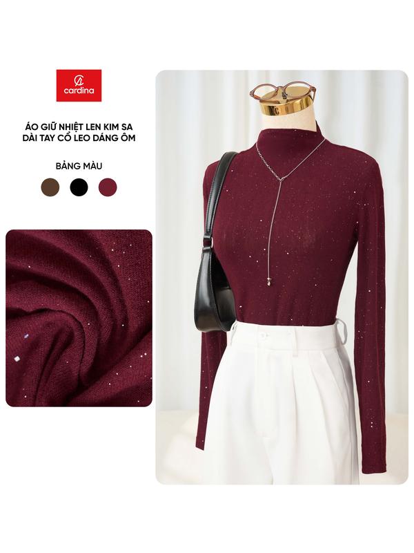  Áo giữ nhiệt nữ YOUNGER BY CARDINA chất liệu len kim sa cổ leo dài tay 5AHF07 