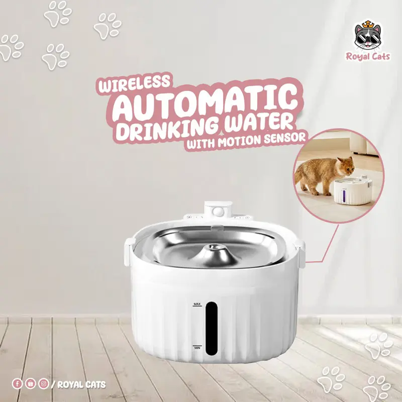 [SG Stock] 2L Cat Water Fountain 5000mAh Automatic Pet Water Fountain Dispenser Wireless Sensor Water Feeder Cat Drinking