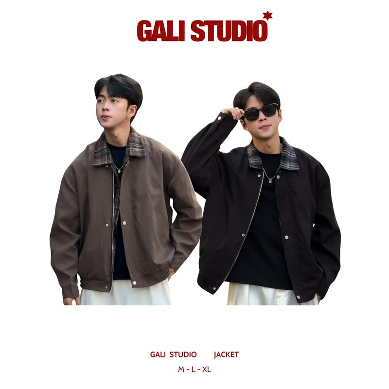 Deal Mở Bán Áo Khoác Jacket Gali.Stu Form suông Cổ Bẻ Chất Liệu Kaki Hai Lớp Có Khoá Và Cúc Phong Cách Hàn Quốc thời trang Nam Nữ Unisex Menwear Jacket