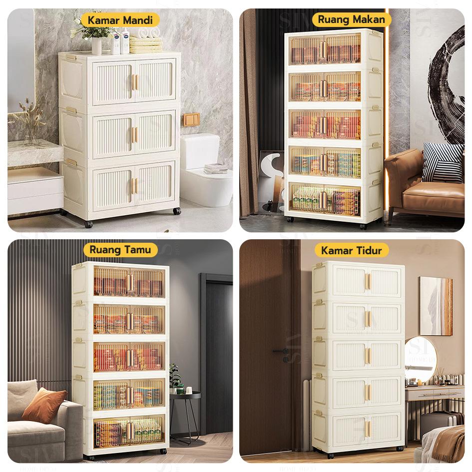 【Promo Buka Toko】Starke 60cm Lemari Plastik Susun Besar Lemari Plastik  Lipat Penyimpanan Serbaguna Furniture (3/4/5/6 Susun)