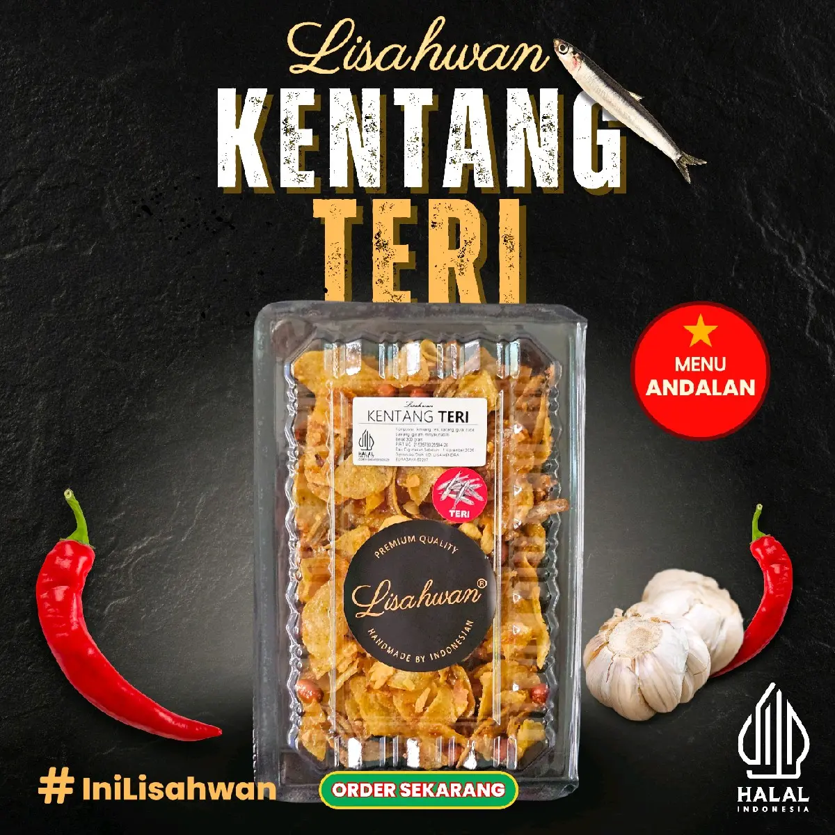 KENTANG TERI LISAHWAN. 320 Gram - Cemilan Gurih Pedas