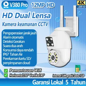 V380 Pro CCTV Waterproof Lampu Dual Lens Kamera HD 8MP Smart Wifi Two Way Audio Motion Detection Security Cam