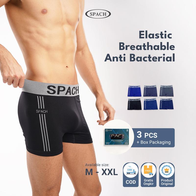 [ISI 3 PCS] M017 - Spach - Celana Dalam Boxer Pria Seemless | Celana Dalam Pria L - XXL | Elastis, Nyaman, Lembut 1