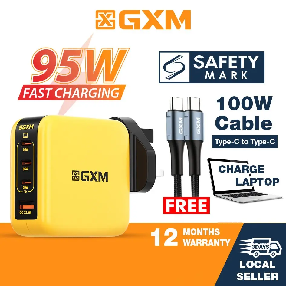 GXM 95W Ultra Fast Charging AC Adapter Safety Mark Quick Charge GaN Technology Wall Charger Super Fast Charging 2.0
