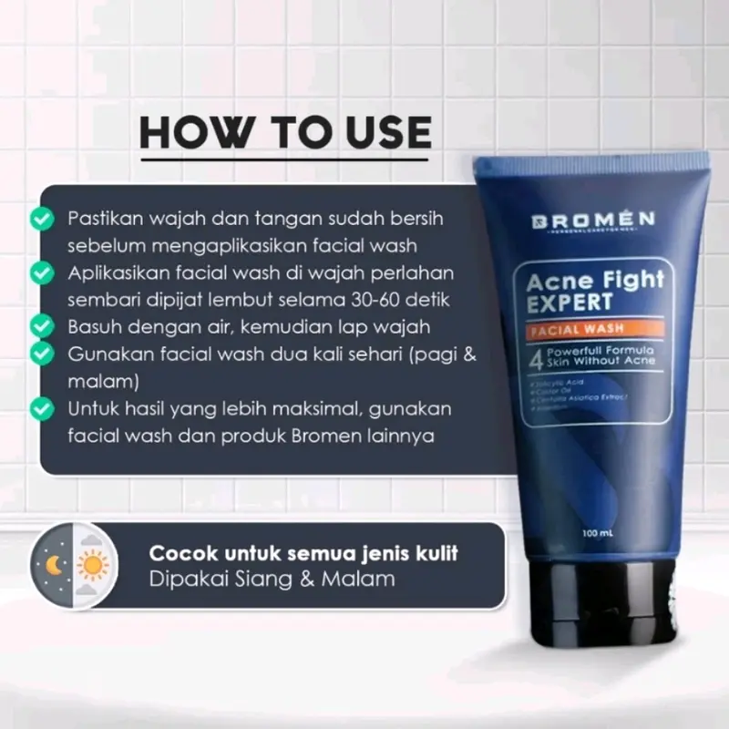 ￼Sabun Muka BROMEN Acne Facial Wash Solusi atasi jerawat membandel Pria 2