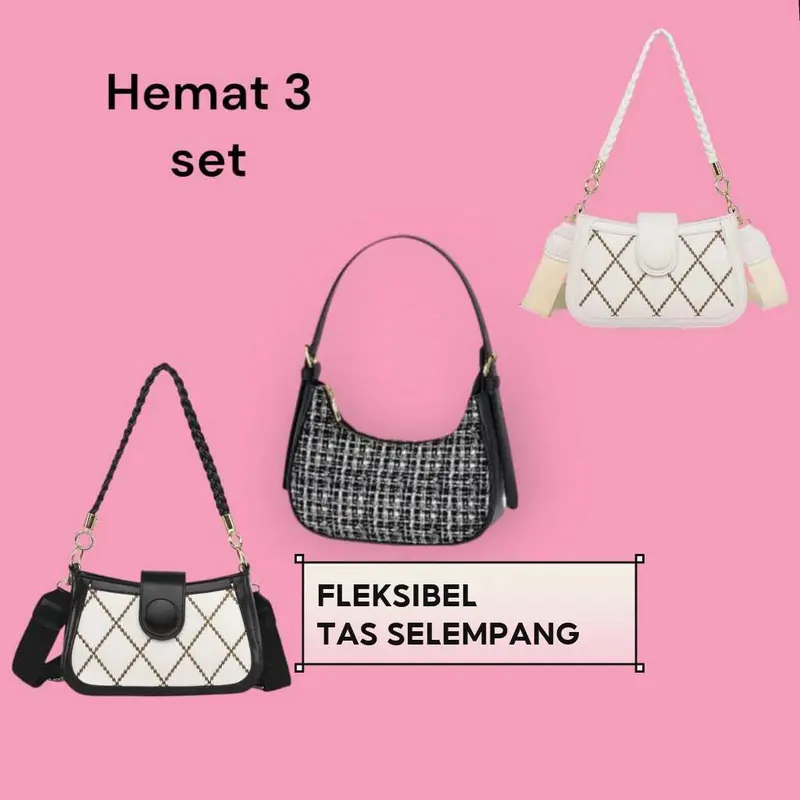 Paket Hemat 3 Pcs Tas Selempang dan Tas Bahu Wanita - Slingbag 3