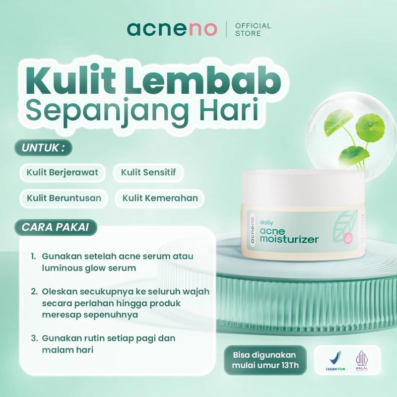 Daily Acne Moisturizer - Acneno isi 50gr | Memperbaiki Skin Barrier Kulit | Membantu Wajah Lebih Terhidrasi Kandungan Panthenol Aman Untuk Bumil & Busui | BPOM Original 2