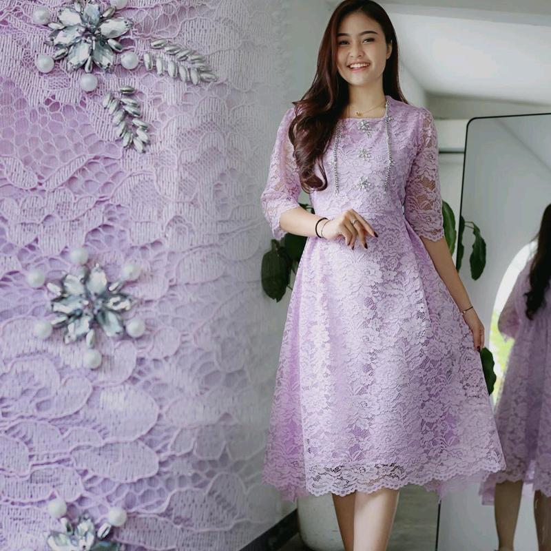 Dress Pevita Brukat Payet Mewah ILAazrshop untuk Acara Resmi - Simple dan Anggun - Formal, Baju, Mutiara, dress natal, pesta 5