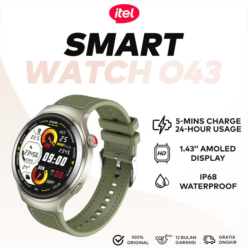 [SP] Official itel Smartwatch O43 Max smart watch 1.43 inch AMOLED Touch Screen IP68 water proof Jam Tangan Pria fitness tracking 6