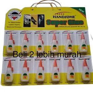 Lem Cair Renceng isi 12pcs / Lem Cair Handsome buat Metal, Rubber, Kertas, plastik, kayu Murah Lengket