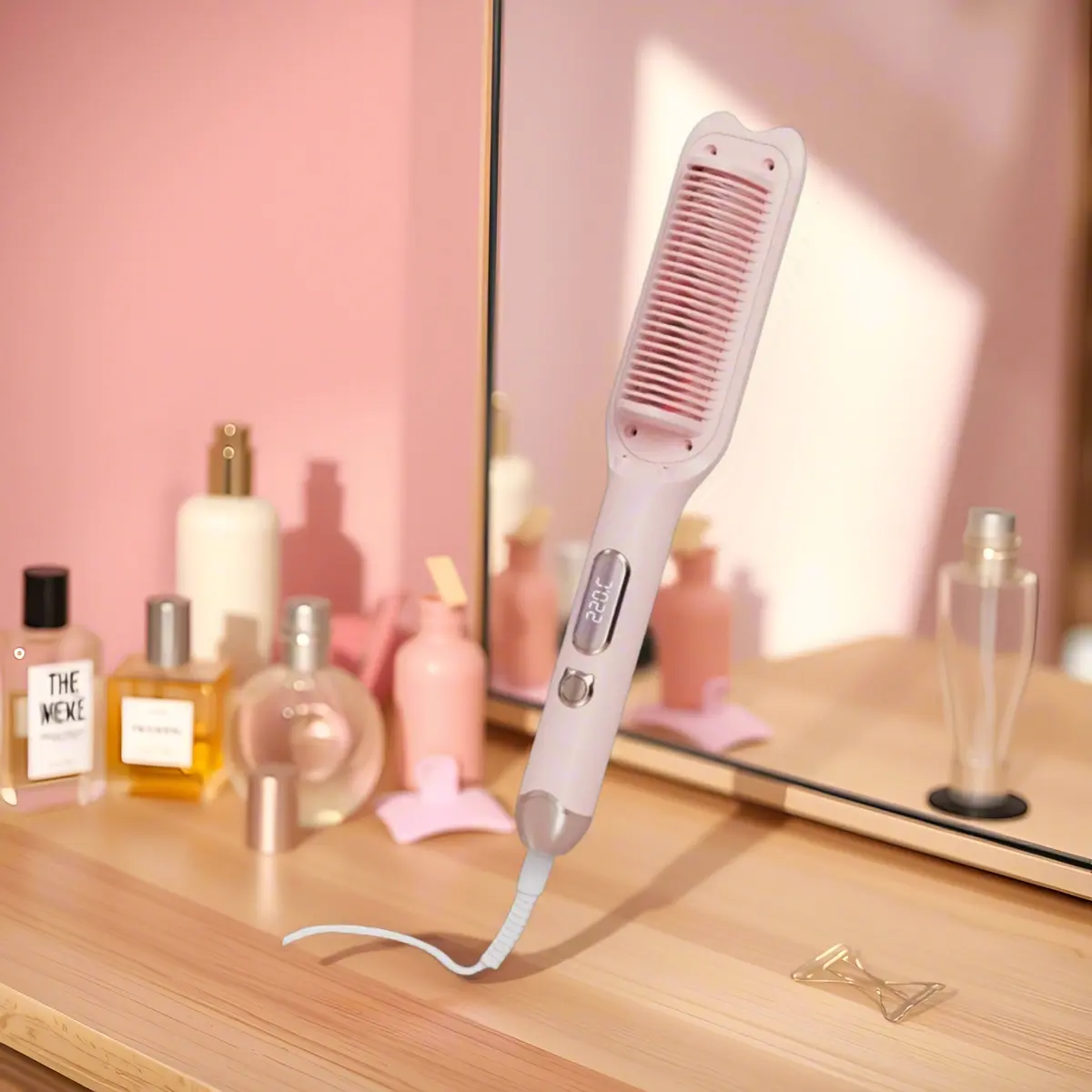 スチームストレートブラシ,ヘアストレートブラシアイロン,水蒸気で