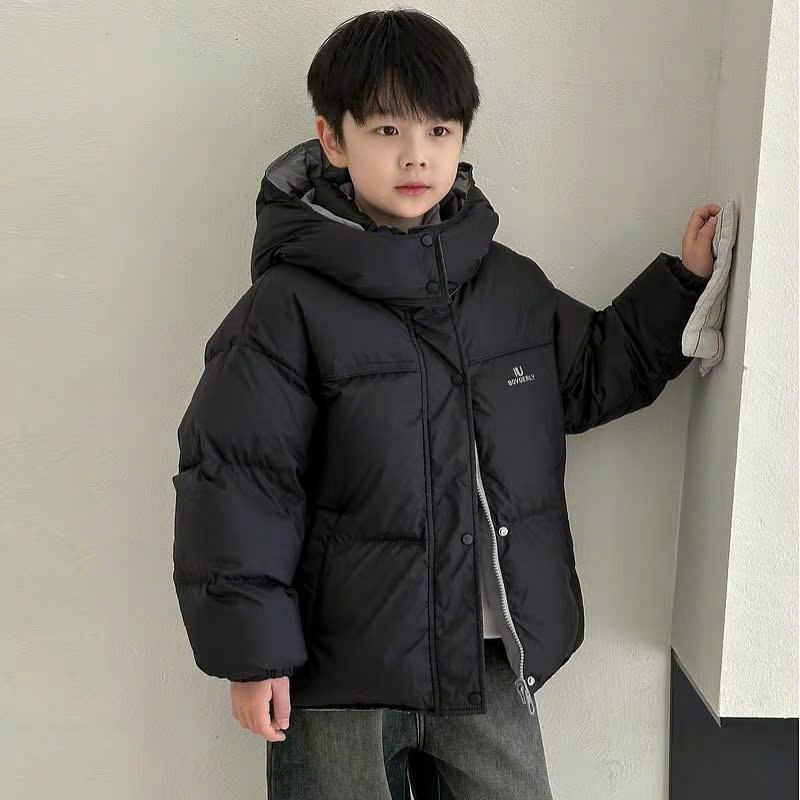 Áo phao dài tay có mũ liền cho bé trai bé gái từ 14-35kg giữ ấm phong cách Hàn Quốc